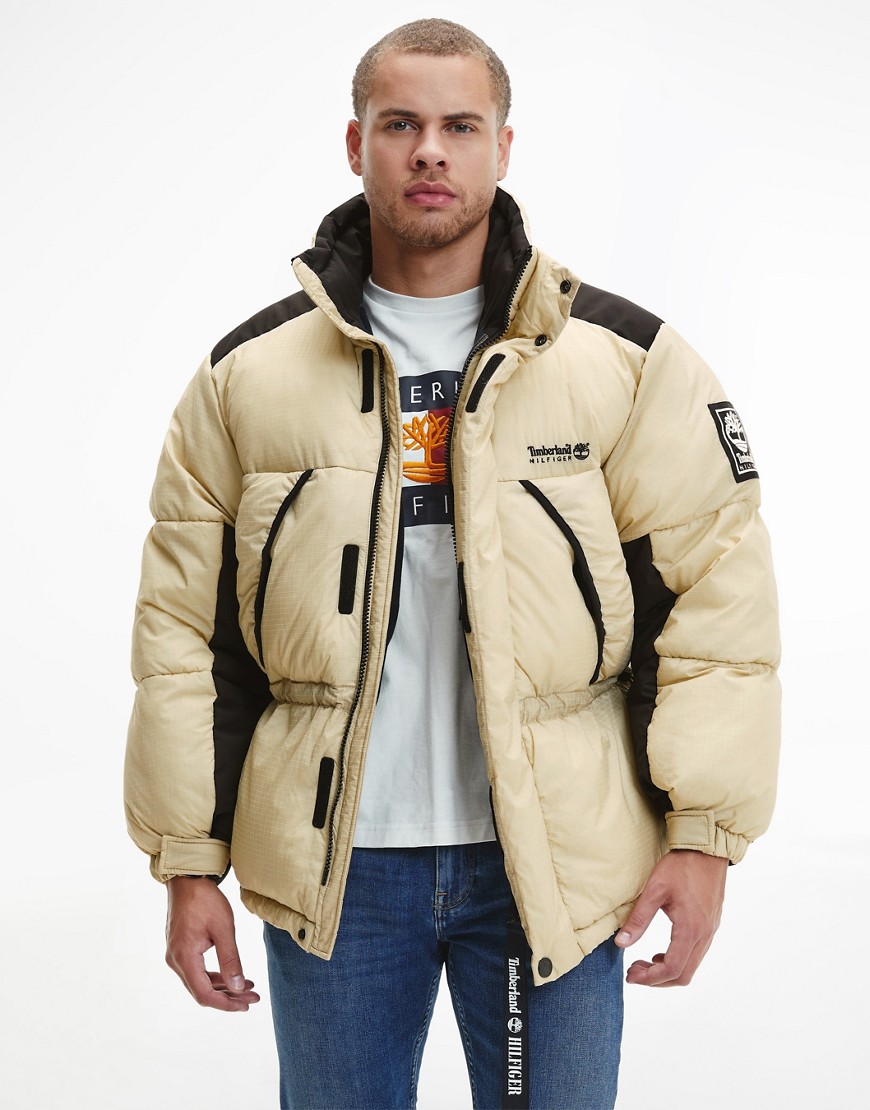 Tommy Hilfiger x Timberland capsule puffer jacket in beige-Neutral