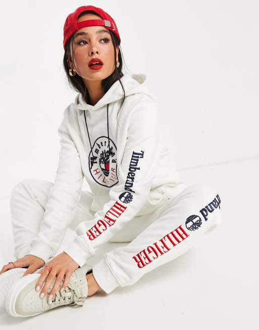 Tommy Hilfiger x Timberland - Hoodie met logo in crème