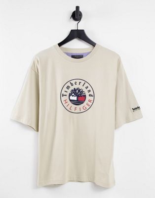 Tommy Hilfiger x Timberland logo crew neck t-shirt in beige