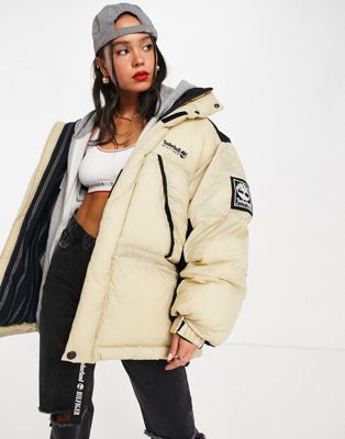 Tommy Hilfiger x Timberland puffer jacket in beige - ASOS Price Checker