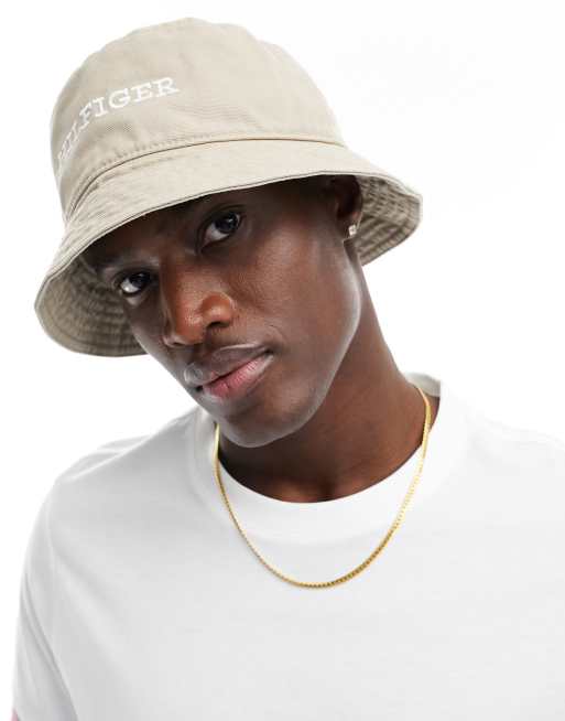 Tommy Hilfiger - Zachte bucket hat met monotype in beige, 3 van 4