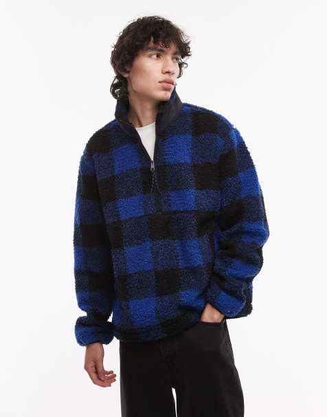 Tommy Hilfiger – Zakładana przez głowę bluza polarowa z kożuszka w niebiesko-czarną kratę - view 1