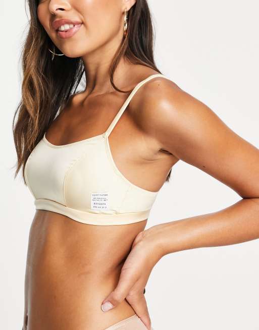 Tommy Hilfiger – Zendaya – Grå/sandfärgad bralette i satin och bandeau-modell