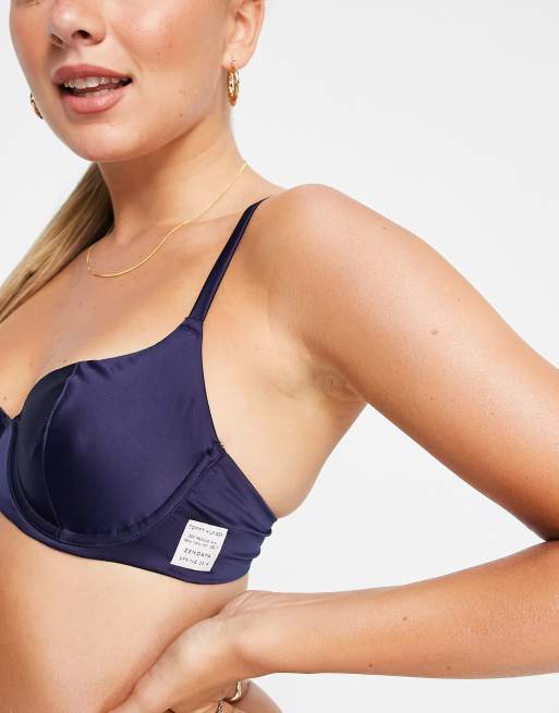 Tommy Hilfiger - Zendaya - Satijnen balconette bh in marineblauw