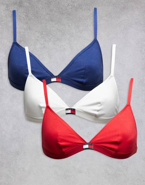 Tommy Hilfiger – Zestaw 3 biustonoszy z trójkątnymi miseczkami w kolorach białym, czerwonym i niebieskim - view 1