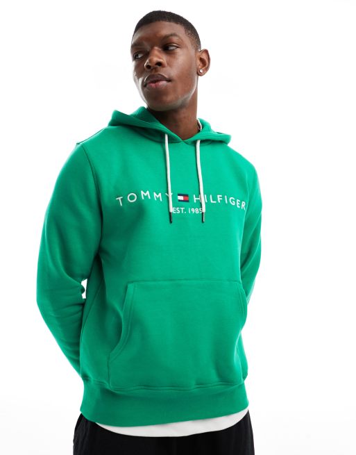 Tommy Hilfiger – Zielona bluza z kapturem i logo