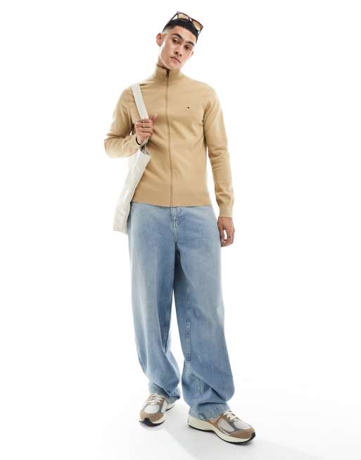 Tommy Hilfiger Zip-Thru Jumper in Light Brown