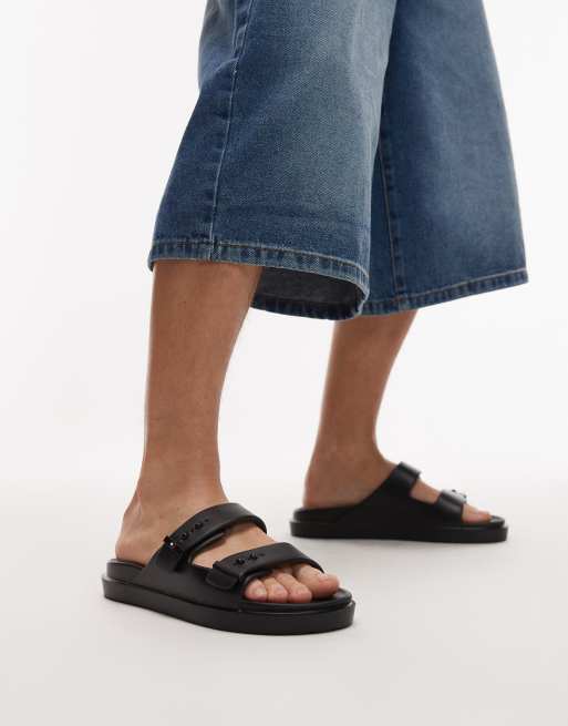 Tommy Hilfiger - Zwembadslippers met dubbele bandjes in zwart, 4 van 4