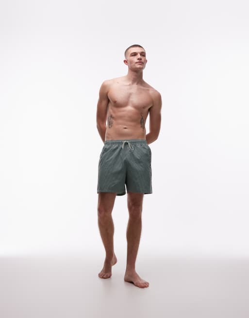 Tommy Hilfiger - Zwemshort met textuur, trekkoord en rits in groen , 2 van 5