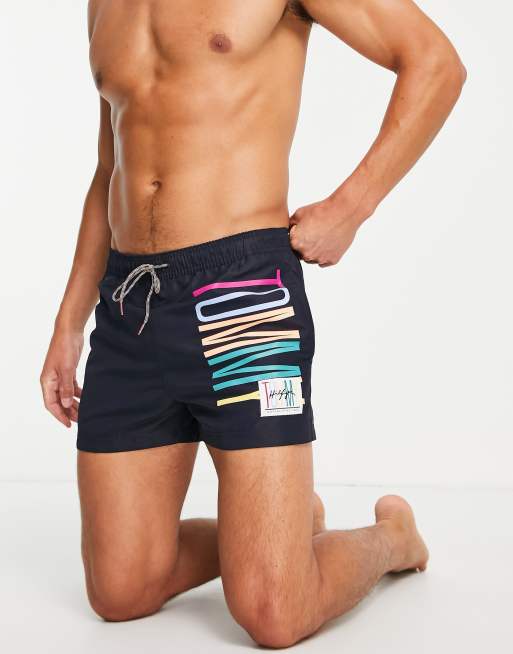 Tommy Hilfiger - Zwemshort met 'Tommy'-print aan de zijkant in marineblauw