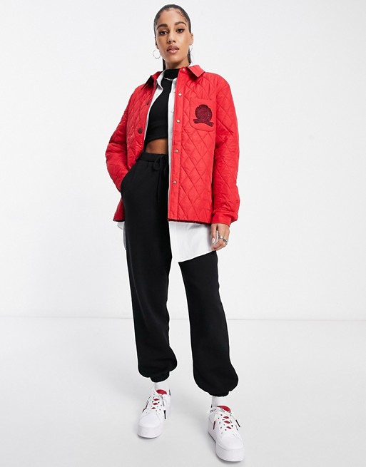 Tommy Hilfiger collections crest quilted shacket in red