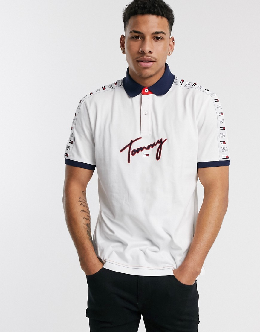 Tommy Hilifger howard logo polo in white