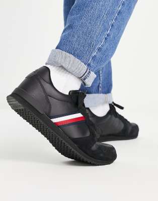 Tommy Hilfiger Tommy Hilifger iconic leather runner trainer in black