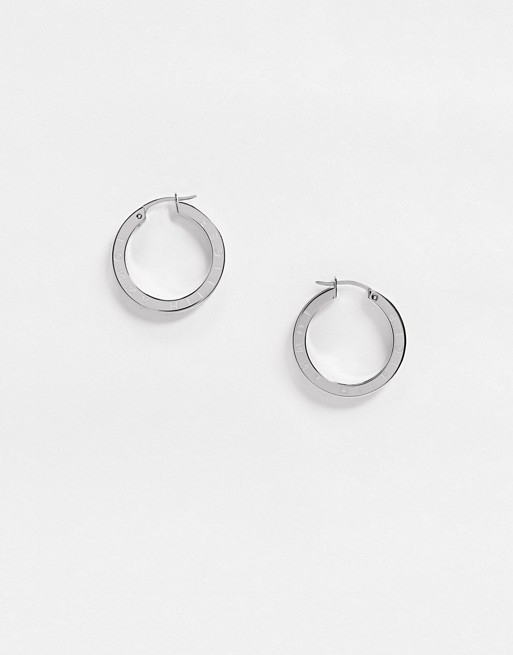 Tommy Hillfiger logo hoop earrings in silver