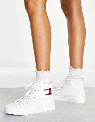 | sneakers in top flag ASOS lace up Jean Tommy high white