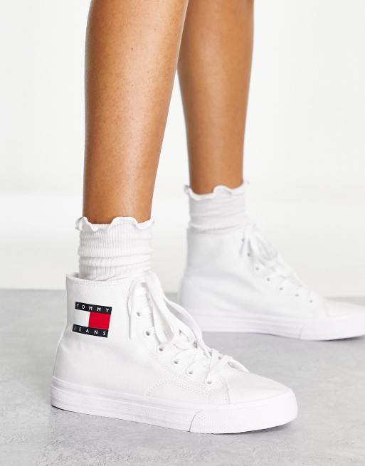 sneakers top up ASOS | Tommy lace in Jean flag white high