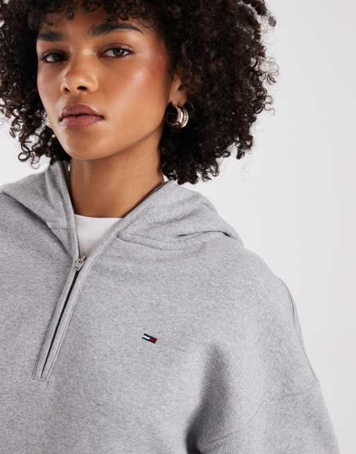 Tommy Jeans 1/4 zip hoodie in gray | ASOS