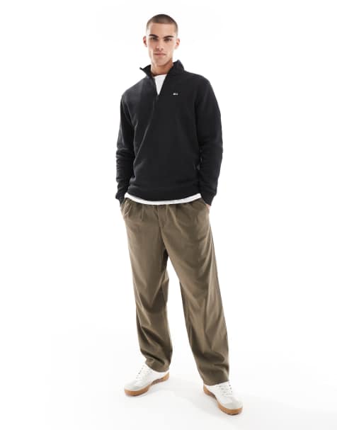 Tommy Jeans 1/4 zip mock neck fleece in black - view 1