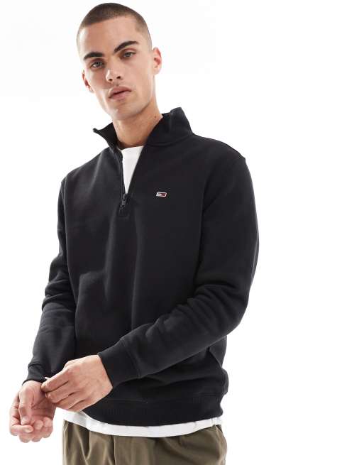 Tommy Jeans 1/4 zip mock neck fleece in black, 2 of 4