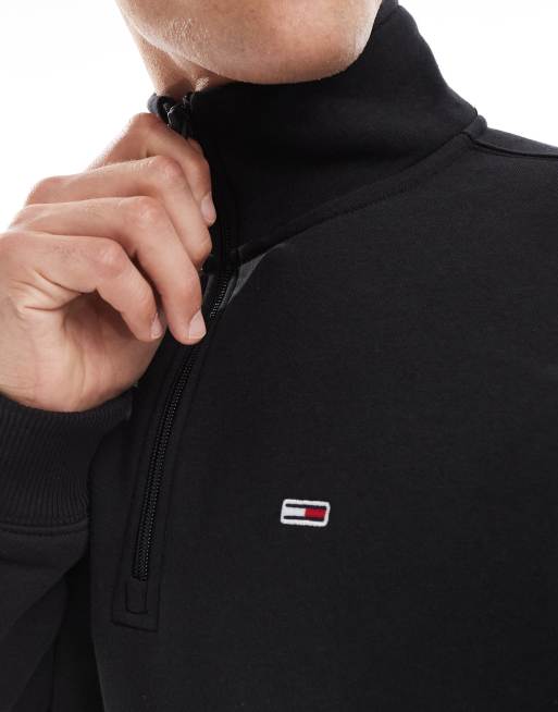 Tommy Jeans 1/4 zip mock neck fleece in black, 3 of 4