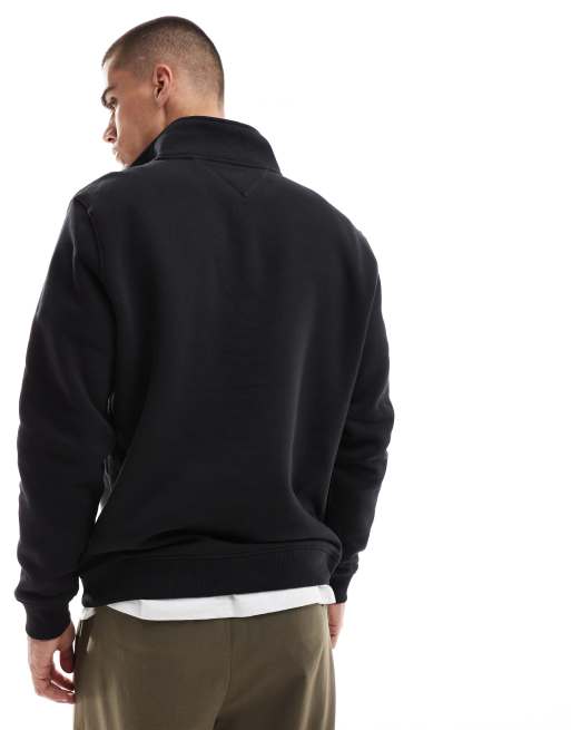 Tommy Jeans 1/4 zip mock neck fleece in black, 4 of 4