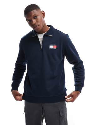 Tommy Jeans Tommy Jeans 1/4 zip sweatshirt in navy