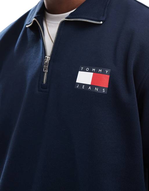 Navy Sweatshirt Tommy Jeans Mock Neck Zip Sweatshirt Zip Mock