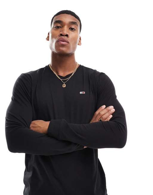 Tommy Jeans 2-Pack Logo Long Sleeve T-Shirts in Black | ASOS 