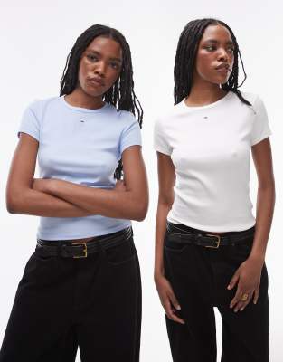 Tommy Jeans 2-pack Slim Essential T-shirts In White