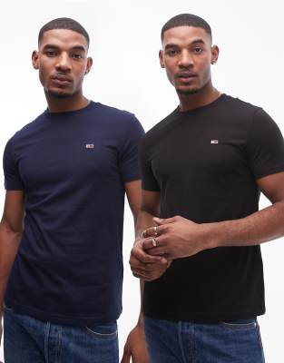 Tommy Jeans 2-pack Slim Logo T-shirts In Blue