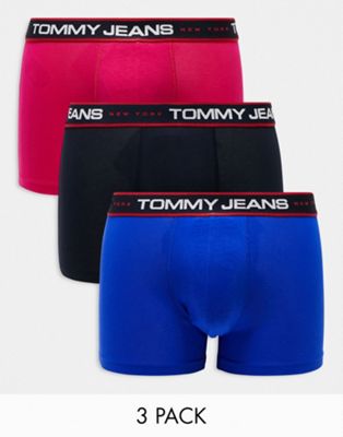 Tommy Jeans 3-pack trunks in multi with logo waistband