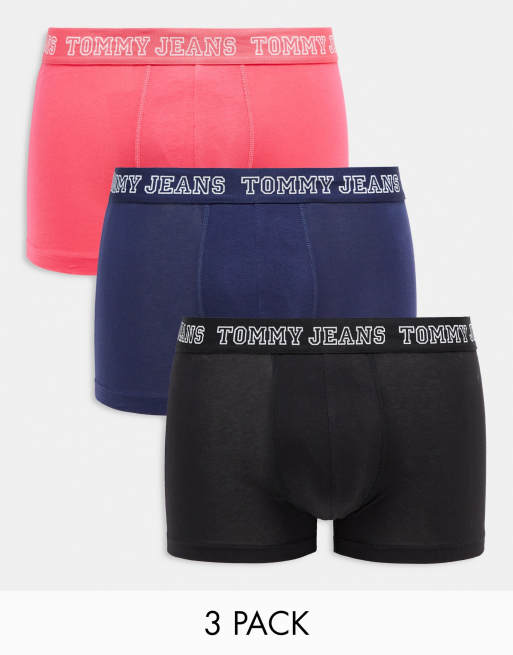 Tommy Jeans 3 pack varsity trunks in gray/ pink/ black