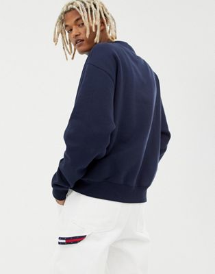 tommy jeans crest collection navy crew neck sweatshirt