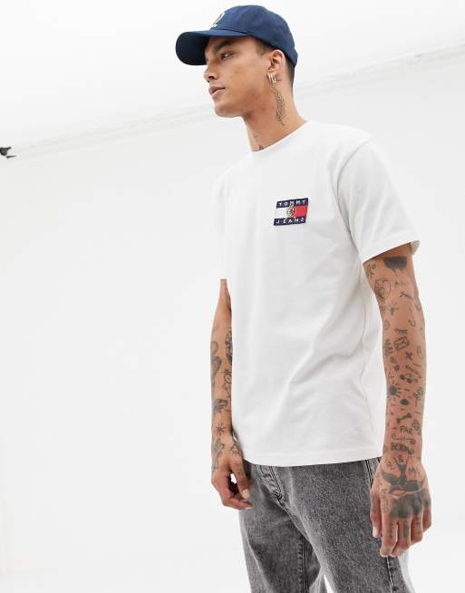 Tommy Jeans 6.0 limited capsule crew neck t shirt with back print crest flag in white