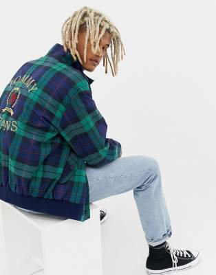 tommy jeans plaid crest logo hoodie