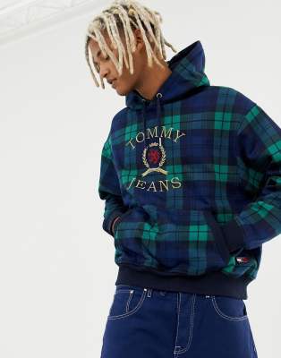 Tommy Jeans 6.0 Limited Capsule hoodie with large crest logo in plaid