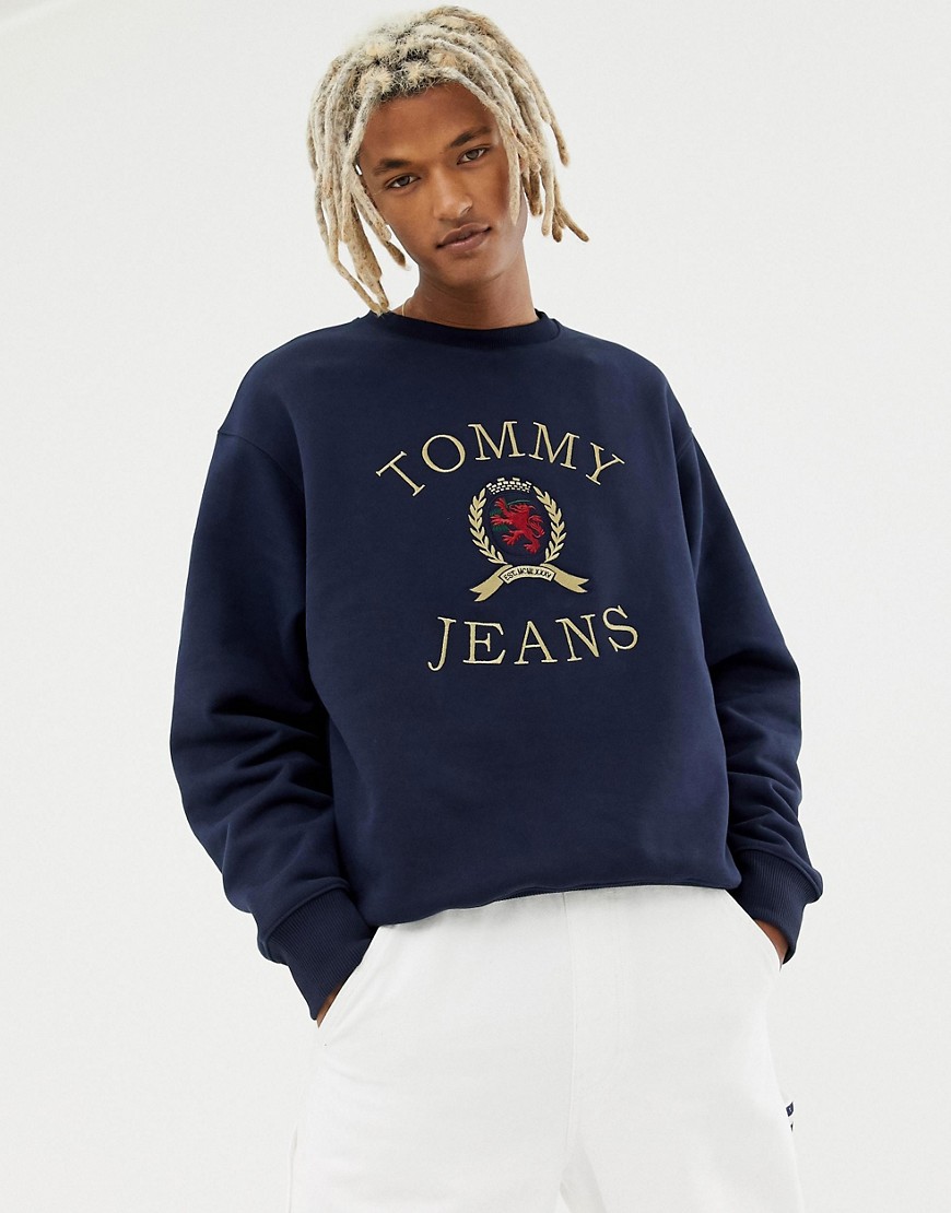 Tommy Jeans — 6,0 Limited Capsule — Marineblå sweatshirt med rund hals og logo