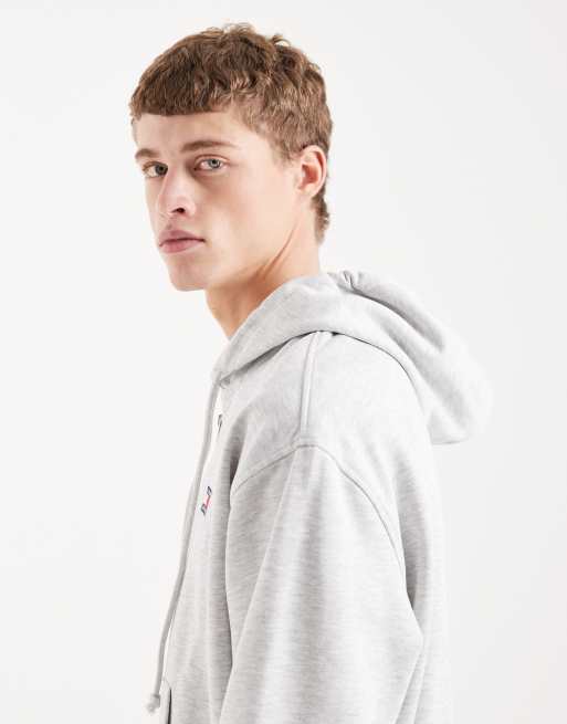 Tommy Jeans 90s badge zip through hoodie in grey, 4 of 5