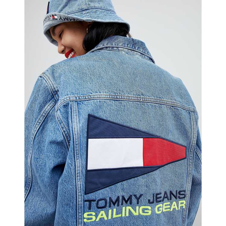 Tommy Jeans 90s Capsule Denim Jacket With Back Sailing Logo |