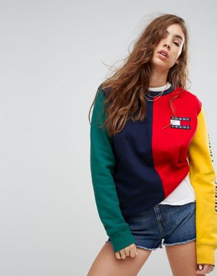 90s color block hoodie
