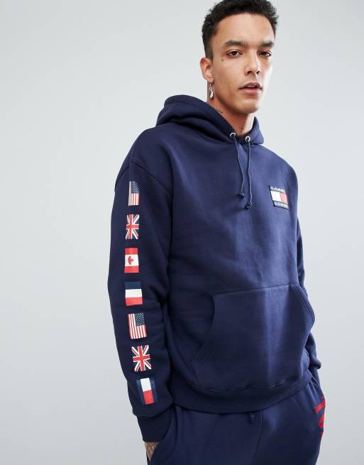 Tommy Jeans 90's Capsule Hoodie Sleeve and Back Logo in Navy ASOS