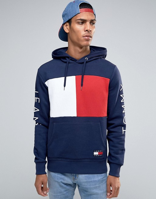 Tommy Jeans | Tommy Jeans 90s Flag Logo Hoodie in Navy