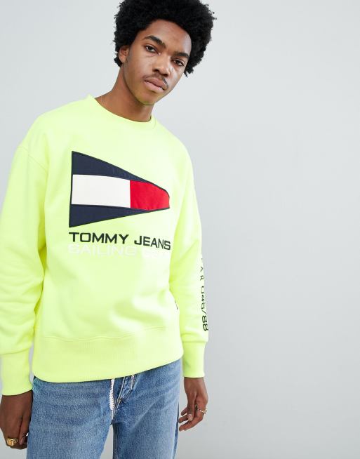 Felpa tommy store giallo fluo