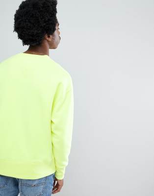 neon yellow crew neck sweatshirt