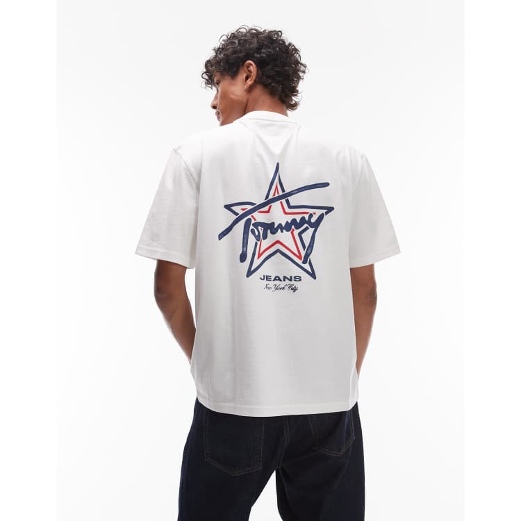 【 】Jeans signature central logo Tシャツ ♪ Tommy Jeans 90s signature T-shirt in white | ASOS