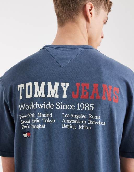 Tommy Jeans 90s waving flag logo t-shirt in washed navy, 5 of 5