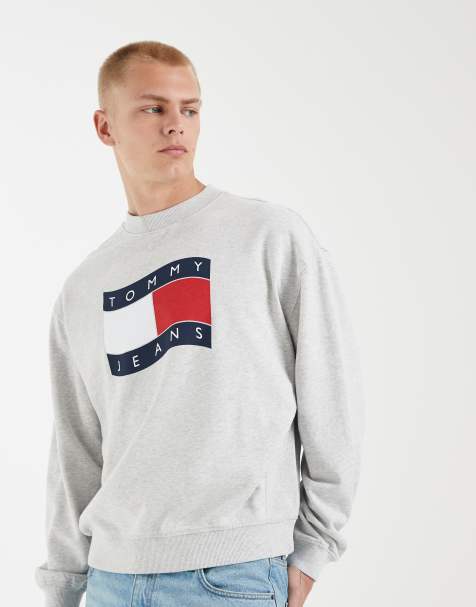 Tommy Jeans 90s wavy flag terry sweatshirt in grey - view 1