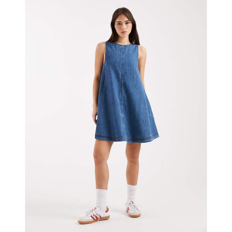 a line chambray dress Roncen Women Short Sleeve Denim Chambray Midi Dress Button Down V Neck  Shirts Dresses A Line Long Casual Summer Dress