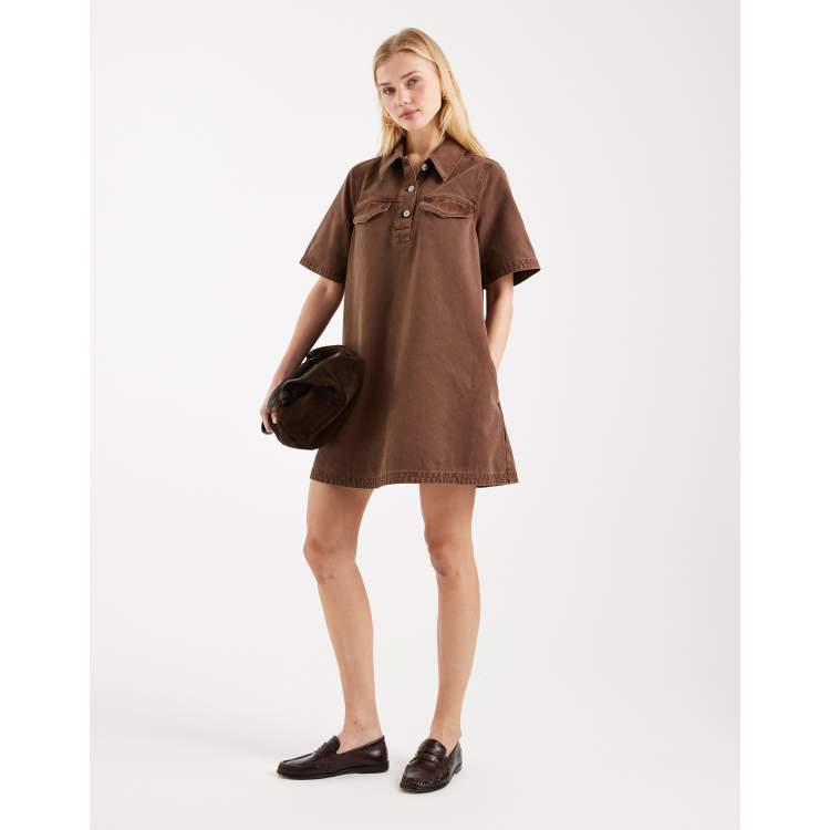 brown denim dress urban Nala Denim Dress in Brown Large