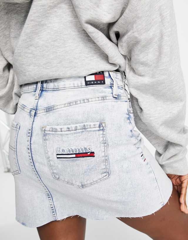 Tommy Jeans a-line denim skirt in light wash